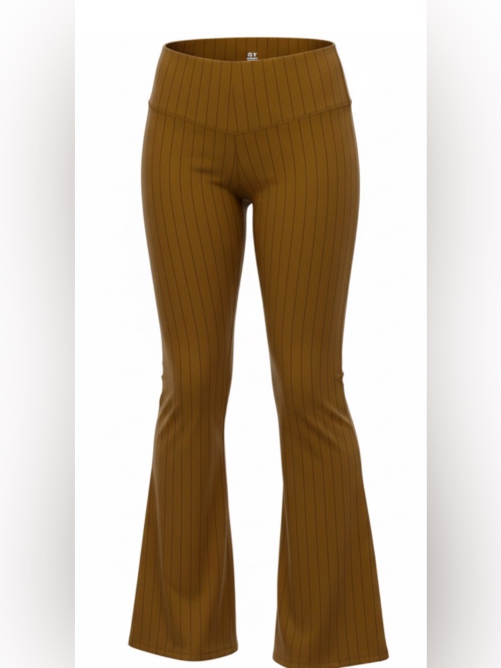 JoyLab Ribbed High-Waist Flare Pants in Camel Brown